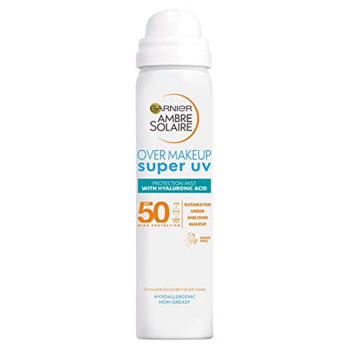 Garnier Ambre Solaire Sun Protection Over Makeup, Non-Greasy + Lightweight, With Hyaluronic Acid, Protection Mist SPF50, Super UV, 75ml