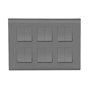 Wipro Northwest (Nowa) Switch Combo of 12M Plate + 6A Switch x12t, Silver Grey (Kit 15)