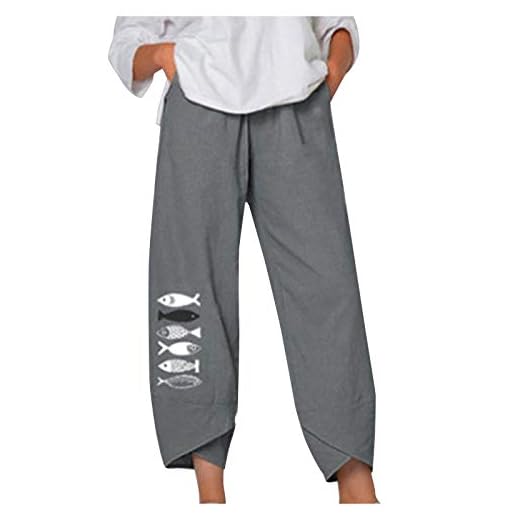 Dam linnebyxor sommar stora storlekar linne byxor tryck fritidsbyxor med fickor kvinnor byxor joggingbyxor lös bekväma yogabyxor harembyxor boho baggy bomull linne lösa capribyxor