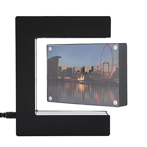 LED Red Heart Magnetic Levitation Photo Frame, Magnetic Levitation Floating Rotating Picture Frame Display Stand for Home Office Wedding Decoration (US)