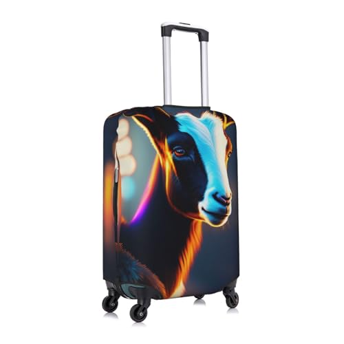 Ultra realistic cyberpunk goat Large Luggage Suitcase Cover.The cover does not include the suitcase itself3