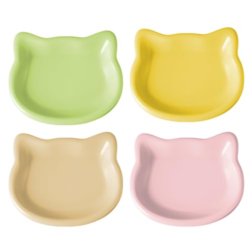 4 ciotole per cibo per gattini, ciotole poco profonde per gatti, ciotole poco profonde per cibo umido e secco, per gattini e gatti a gambe corte