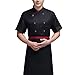 teng hong hui Chef Uniform Manga Corta Cocina de Verano Delantal Trajes de Doble pechugadura Cómodo Estilo Simple Simple para la Barra de café, Negro, XXL