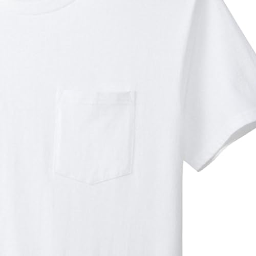 Camisetas básicas lisas para hombre con bolsillos, cuello redondo, de algodón, clásicas, de manga corta, ligeras, suaves, para uso diario, Blanco, M