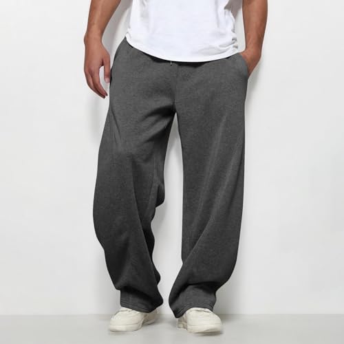 Mens Baggy Sweatpants Wide Leg Elastic Waist Drawstring Trousers Casual Loose Cotton Joggers with Pockets2