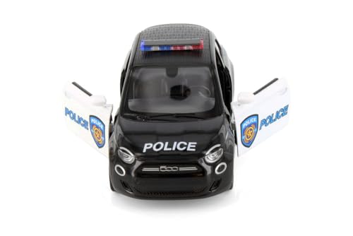 KiNSMART Fiat 500e Police Car 1:28 Modelo Metal 5 Pulg miniatura 5