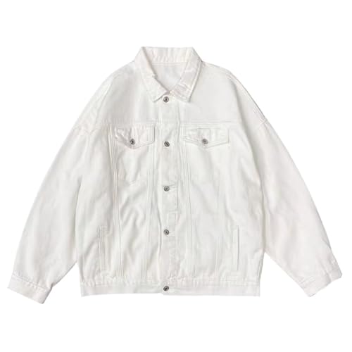 JEShifangjiusu Mens Jean Jackets Stylish Everyday Outerwear Utility Baggy Denim Jacket Long Sleeve Trendy Rapper Streetwear