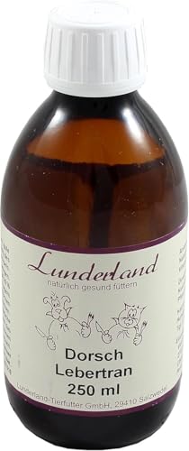 Lunderland Dorschlebertran | 90 ml | Einzelfuttermittel für Hunde & Katzen | Mit Omega-3 & Vitaminen