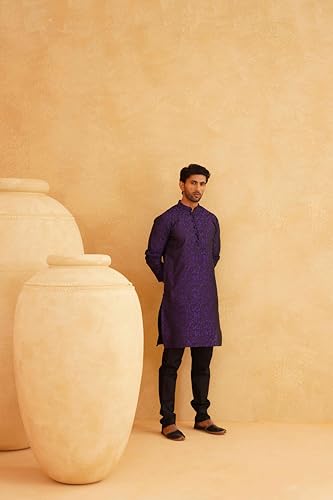 Sojanya (Since 1958 Men'S Silk Blend Kurta & Black Churidar Pyjama Set2