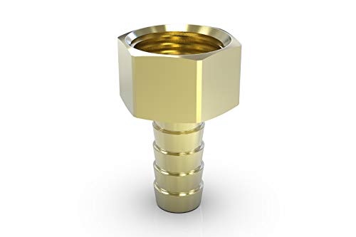 ABA Beul 10011.523.2 Gewinde-Schlauchstutzen mit Sechskant mit Innengewinde 1/2 x 13 mm, Messing