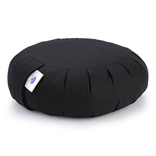 Blue Banyan Zafu Cojín de meditación (Trigo Sarraceno) Negro