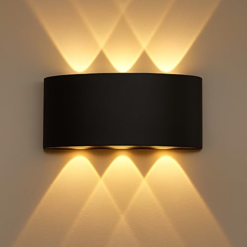 ELYZIA Tripping Indoor Outdoor Wall Lamps/Lights lamp led Light Shade/Curved Black (06 Watts, Warm White, Die-Cast Aluminum)