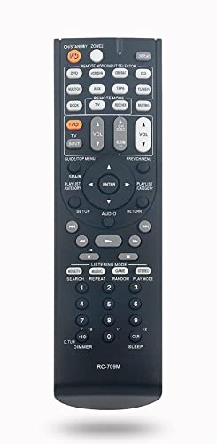 RC-709M Replacement Remote Control for Onkyo Receiver TX-SR606 TX-SR607 TX-SR608 RC-880M TS-XR606 SR507 TX-NR626 TX-NR636 RC-866M RC-764M RC-710M RC-879M TX-SR607 RC-737M TX-NR525 TX-NR535 HT-R391