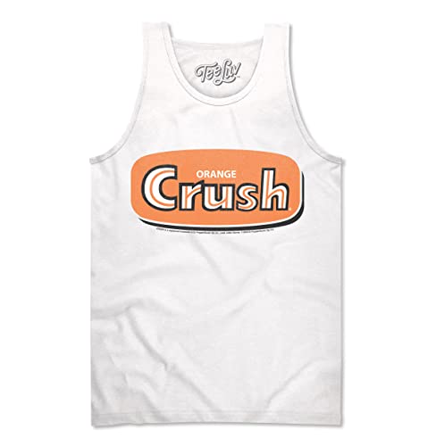 Tee Luv Men's Faded Orange Crush Tank Top - Retro Crush Soda Tank Shirt (White) (L)