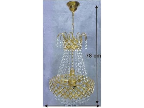 Image of Zingy Chandelier Ceiling Lamp 300mm Glass Crystal Big Size Jhumar Lamp fo Living Room /Hall (30 * 70 CM) (Bulb not Inluded) Holder Type E14