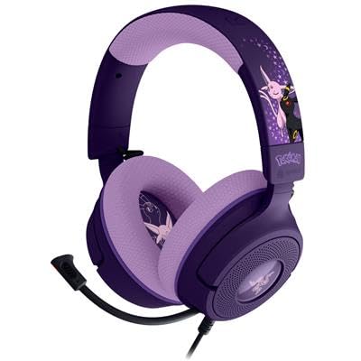 Image of Razer Kraken V4 X Pokemon Espeon & Umbreon Edition - Wired USB Gaming Headset - TriForce 40mm Drivers - Retractable Cardioid Mic - Surround Sound - Chroma RGB