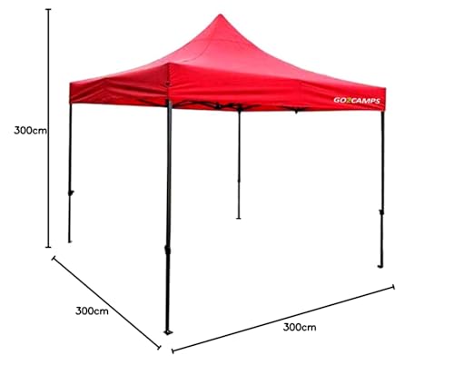 خيمة غازيبو محمولة مقاس 3×3 متر من جو تو كامبس، مظلة منبثقة للحماية من الشمس للتخييم في الهواء الطلق والنزهات والشاطئ والحديقة والحفلات الرياضية (احمر)