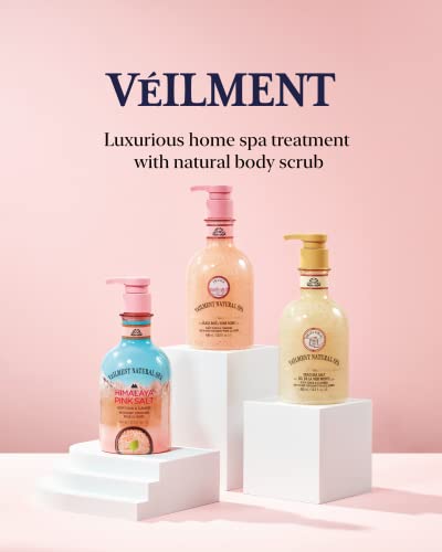 VEILMENT NATURAL SPA DEAD SEA SALT 2-in-1 BODY WASH & BODY SCRUB(13.53fl.oz) - Natural Exfoliating Salt Scrub for Deep Cleansing - Effective on Scars & Wrinkles - Moisturize Skin Polishes