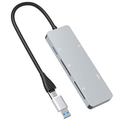 CFast Lecteur de cartes, double interface USB C et USB A, lecteur de cartes CFast 2.0 en aluminium haute vitesse 5 Gbit/s pour SanDisk, Lexar, Transcend, Sony, prend en charge les cartes CFast/TF/SD