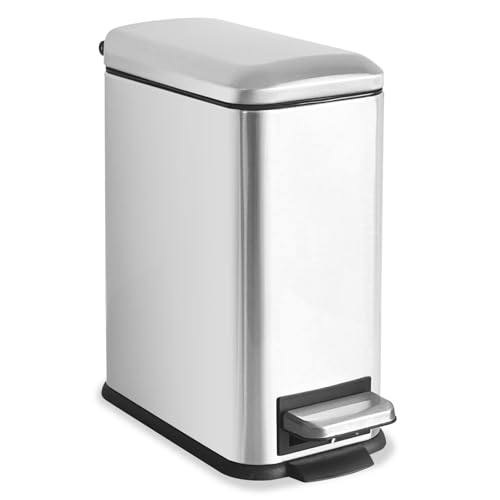 JM ·YIPENG - Pattumiera con coperchio, 5 l, con contenitore interno rimovibile, piccolo bidone della spazzatura per bagno, camera da letto, casa, ufficio, colore: argento