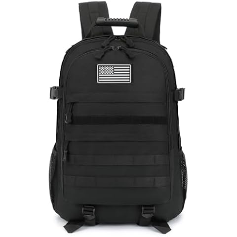 Xunteny Tactical School Backpack for Boys Men, Military Army Bookbag for Kids Teens Adults Camping Travel Outdoor Hiking (Black) Cover