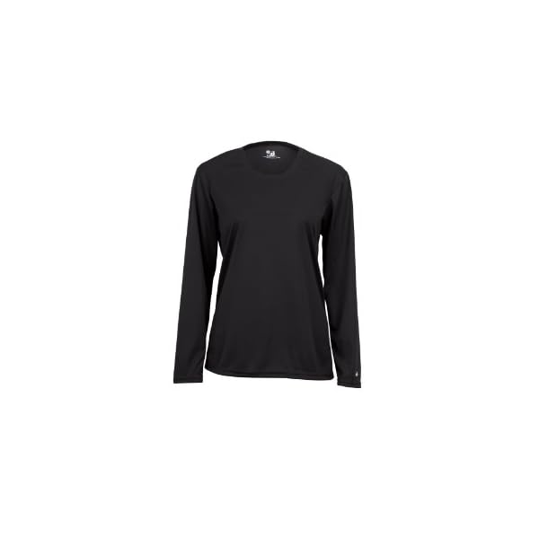 Badger Sportswear Women's B-Dry Long Sleeve Performance Tee, Black, Medium