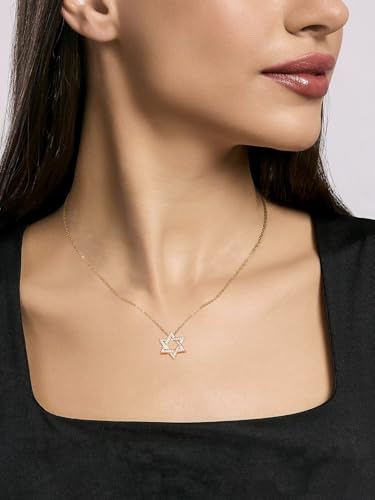CYW Moissanite Jewish Star of David Pendant Necklace for Women, Emerald Sapphire Ruby Tree of Life, Really Authentic Solid 925 Sterling Silver, 16"/18"/20" Adjustable, Israel Necklace2