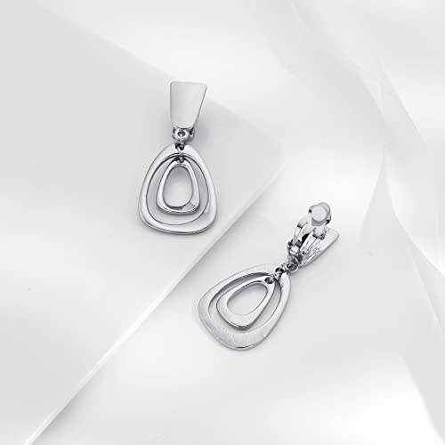 Matte Gold Silver Large Clip On Earrings for Women Statement Earrings4