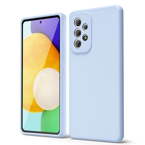 oakxco for Samsung Galaxy A52/ A52s 5G Case Silicone Thin Slim Grip Soft Rubber Gel Protective Phone Case for Women Matte Plain Solid Color Aesthetic Cute Girly Case with Camera Cover Light Blue