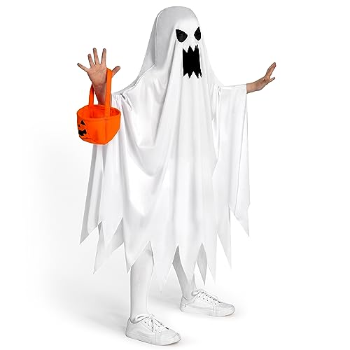 Disfraz de Fantasma para Niños con Cesta de Calabaza miniatura 3