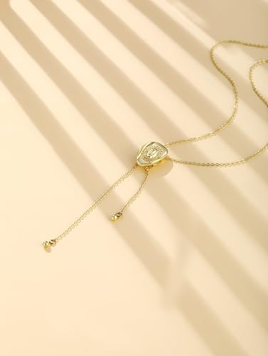 Western Gold Bolo Tie Necklace Long Chain Dainty Cowgirl Hat Y Necklace For Women Non Tarnish4