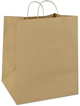 DISOK - Pack of 100 Large Kraft Paper Bags, 100 Gr/m2. 46 x 16 x 49 cm - Brown Kraft Retro Natural Bags for Shops, Business, Supermarkets.