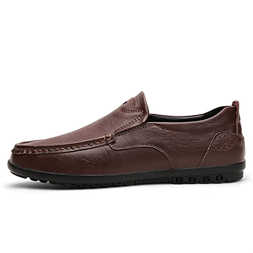 Men's Loafers Shoes Cowhide Stitching Details Round Toe Breathable Lightweight Comfortable Resistant Fashion Slip On