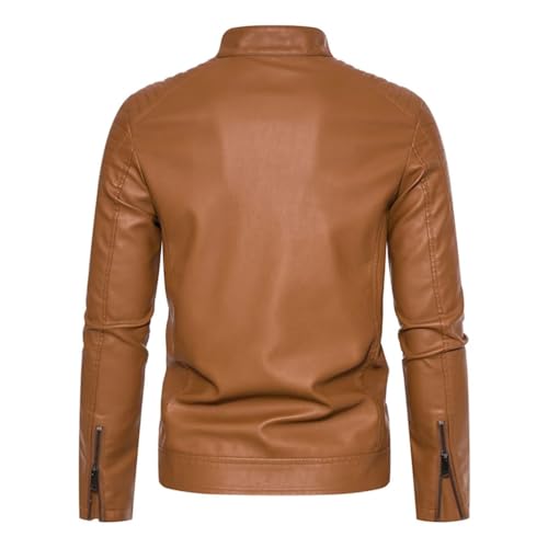 Men's Winter Leather Slim Jacket Long Sleeve Single Breasted Solid Jackets3