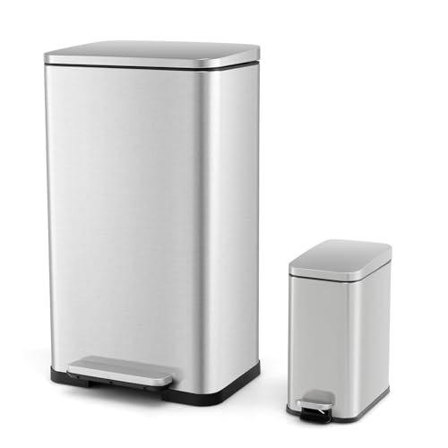 Set de 2 canecas de basura de acero inoxidable 12.2 gal