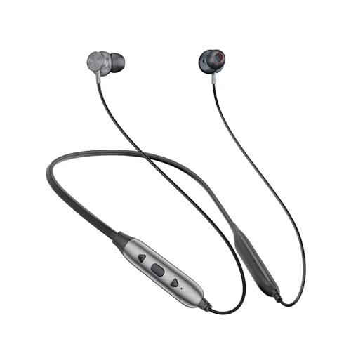Image of FINGERS Gig2 Wireless in-Ear Bluetooth Neckband Earphones with 50-Hour Playtime, Built-in Mic with Surround Noise Cancellation SNC Technology, Dual Pairing, Make in India (Rich Grey)