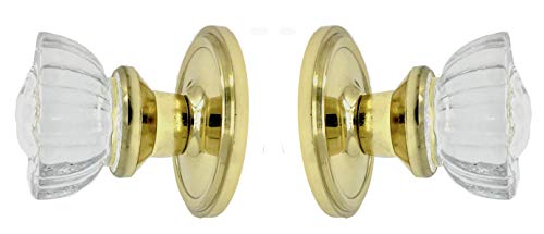 Fluted Crystal Glass/polished Brass Passage Door Knob Sets for Modern Doors+includes Our New Secure Set Screw System & Premium Retrofit Kit. by Rousso's Reproduction