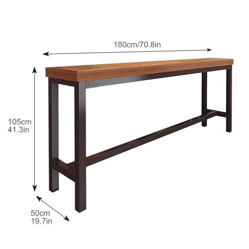 Mesa de bar alta de madera maciza, mesa de comedor estrecha con diseño empotrado para cocina, rincón de desayuno o balcón, muebles elegantes que ahorran espacio