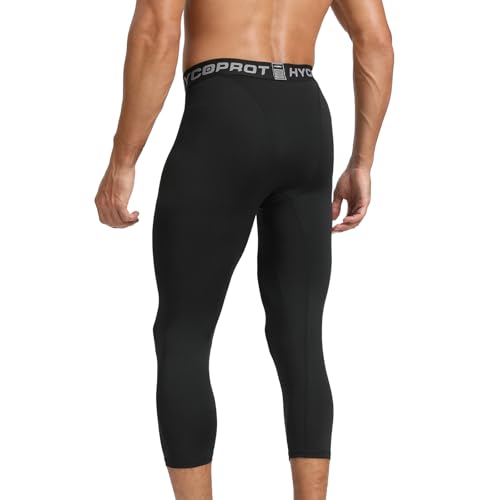 HYCOPROT Mens 3/4 Compression Leggings Athletic Tight Sprots Compression Pants Cool Dry Base Layer Trousers for Running Workout Sports Yoga Basketball - Image 3