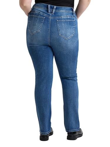 Royalty For Me Womens Women's Plus High Rise Curve Confidence Wannabettabutt Straight Leg Jeans, Xp0241753