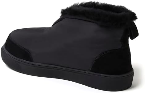 Dearfoams Women's Fireside Nylon Australian Shearling Water Resistant Après Winter Warm Up Bootie Snow Boot, Black, 8 | Image 5