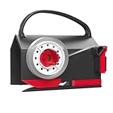 Luocute Cortador de Papel de Regalo, Dispensador de Cinta con Ergonómico y Diseño de Hoja Oculta, Incluye 2 Cuchillas Reemplazables y Base Antideslizante para Envolver