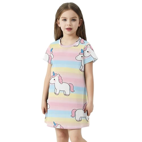 Vestidos de unicornios para niñas de manga corta casuales de 2 a 8 años 2