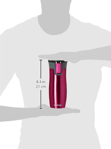 Contigo West Loop Autoseal Travel Mug, Stainless Steel Thermal Mug, Vacuum Flask, Leakproof, Coffee Mug with BPA Free Easy-Clean Lid, Raspberry, 470 ml