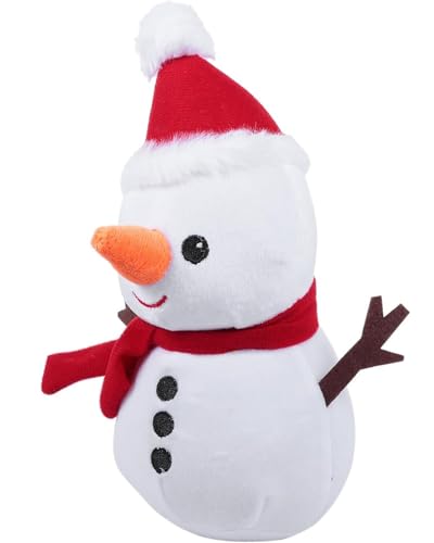Image of Tickles Snowman Smilling Look Soft Stuffed Plush Toy for Kids Boys & Girls Christmas Day (Size: 22 cm Color: White & Red)