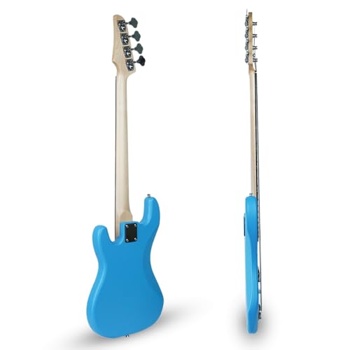 Image of Kadence PBLB Tennessee 46.5 inch Electric Bass Guitar (P-Style) | Solid PoplarWood Body, Maple Neck | Split-Coil Pickup | Fixed Bridge | Gig Bag + Cable | Matte Blue