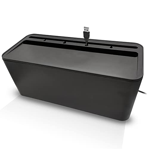 Cable Management Box Cord Organizer - The Cable Storage Box can Manage Hide Plugs Wires Power Strips USB Hub Router TV Computer Desk Cable for Home and Office Medium Black