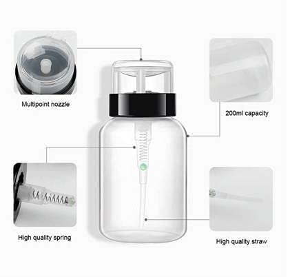 Liquid Push Down Pump Empty Bottle For IPA PCB Cleaner Glue Remover Nail Polish Remover Liquid Dispenser 150ml each Bottle - Multi-color (Pack of 1) 4