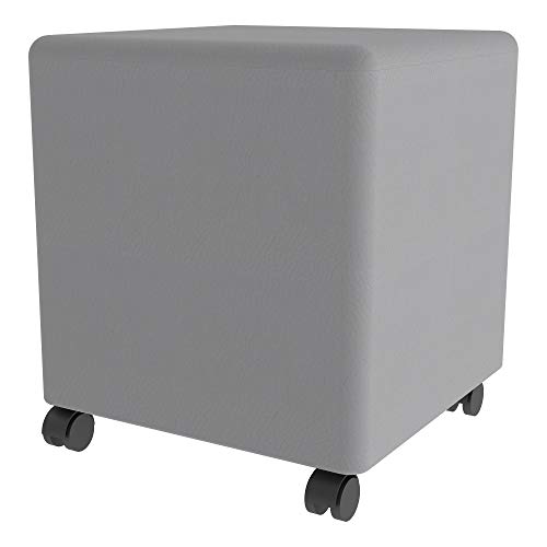 Image of Sprogs 18 inch H Structured Cube Stool -Flexible Modular Collaborative Soft Seating for Office, Home, Lounge and School Classrooms with Durable Frame & Set of 2 inch Casters Add-on -Green