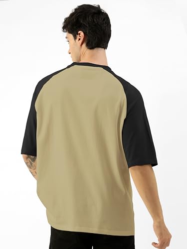 Image of Maniac Men's Printed Raglan Round Neck Half Sleeve Oversized T-Shirt